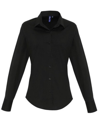 Premier Workwear PR344 - Womens Stretch Cotton Poplin Long Sleeve Shirt