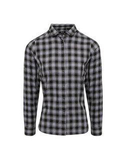 Premier Workwear PR350 - Womens Cotton Checkered Long Sleeve Shirt with Roll-Up