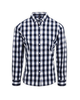 Premier Workwear PR350 - Women's Cotton Checkered Long Sleeve Shirt with Roll-Up