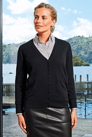 Premier Workwear PR697 - Elegant Cotton Blend V-Neck Button Cardigan