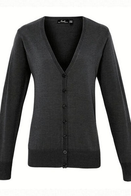 Premier Workwear PR697 - Elegant Cotton Blend V-Neck Button Cardigan