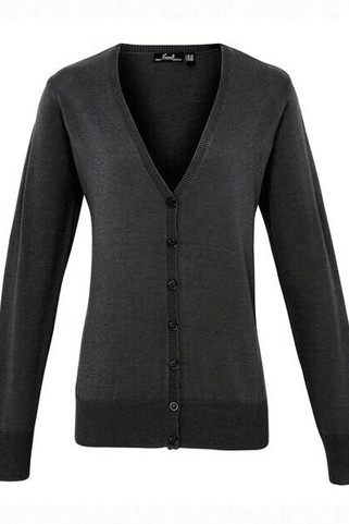 Premier Workwear PR697 - Elegant Cotton Blend V-Neck Button Cardigan