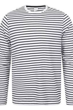 Skinni Fit SF204 - Classic Unisex Striped Long Sleeve Cotton Tee