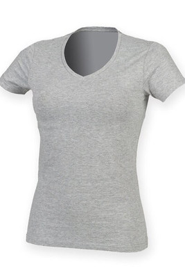 Skinni Fit SK122 - Women's Premium Stretch V-Neck Longline T-Shirt