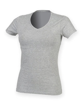 Skinni Fit SK122 - Women's Premium Stretch V-Neck Longline T-Shirt