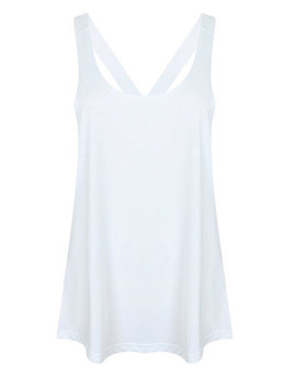 Skinni Fit SK241 - Women's Strappy Back Workout Vest with Scoop Neck