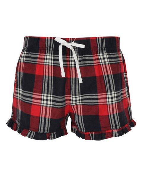 Skinni Fit SK082 - Women's Tartan Frill Hem Elastic Waist Shorts