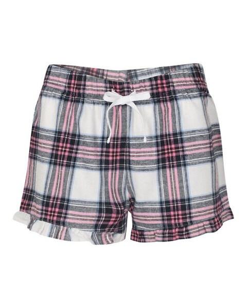 Skinni Fit SK082 - Women's Tartan Frill Hem Elastic Waist Shorts