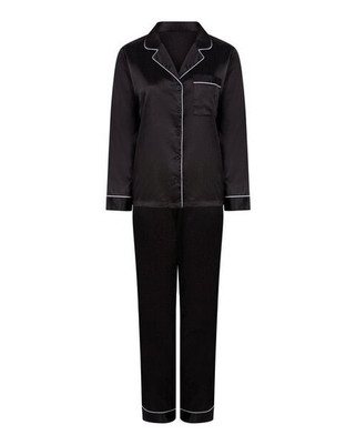 Towel city TC055 - Elegant Satin Long Sleeve Pyjama Set for Women