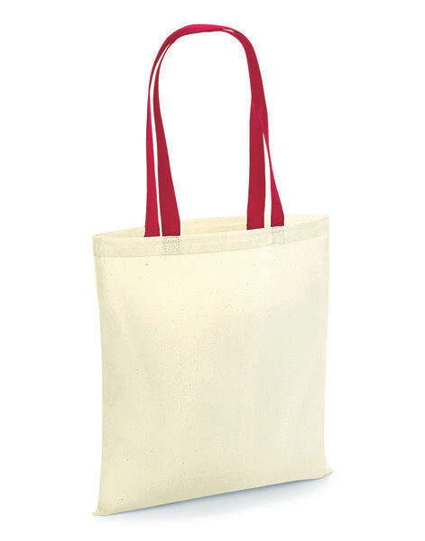 Westford mill W101C - Stylish Cotton Shopping Bag with Colorful Handles