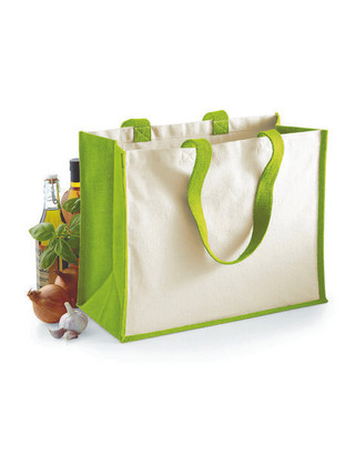 Westford mill W422 - Eco-Friendly Jute Shopper with Canvas Panels