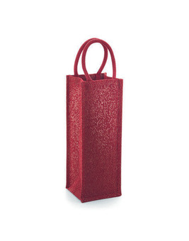 Westford mill W433 - Elegant Gold Shimmer Jute Bottle Bag with Cotton Handles