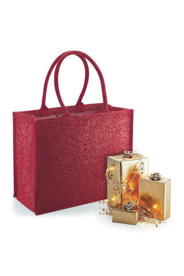 Westford mill W437 - Gold Shimmer Jute Shopper with Cotton Handles