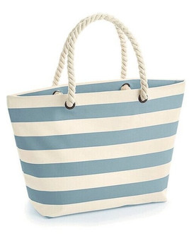 Westford mill W680 - Premium Nautical Striped Canvas Beach Tote Bag