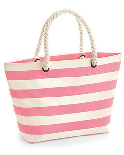 Westford mill W680 - Premium Nautical Striped Canvas Beach Tote Bag