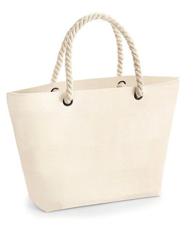 Westford mill W680 - Premium Nautical Striped Canvas Beach Tote Bag