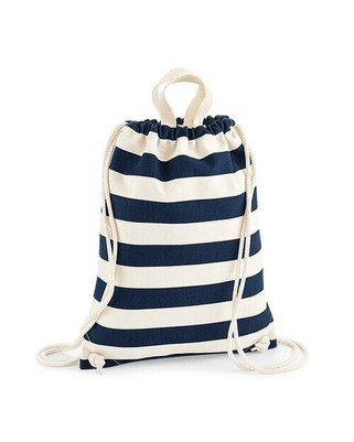 Westford mill W686 - Nautical Striped Cotton Canvas Drawstring Bag
