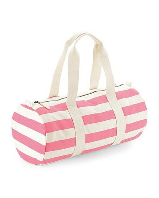 Westford mill W688 - Premium Nautical Striped Cotton Canvas Barrel Bag