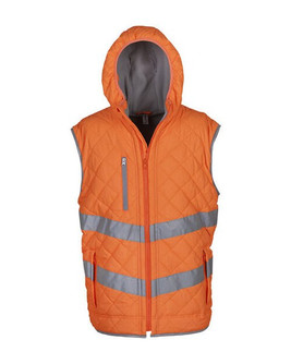 Yoko HV007 - High-Visibility Quilted Hooded Safety Gilet