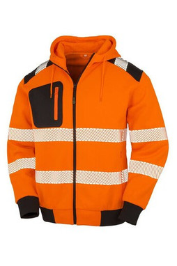 Result RS503X - Felpa HV con cappuccio e zip in poliestere riciclato