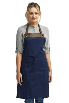 Artisan Collection by Reprime RP123 - Stylish Faux Leather Trim Bib Apron