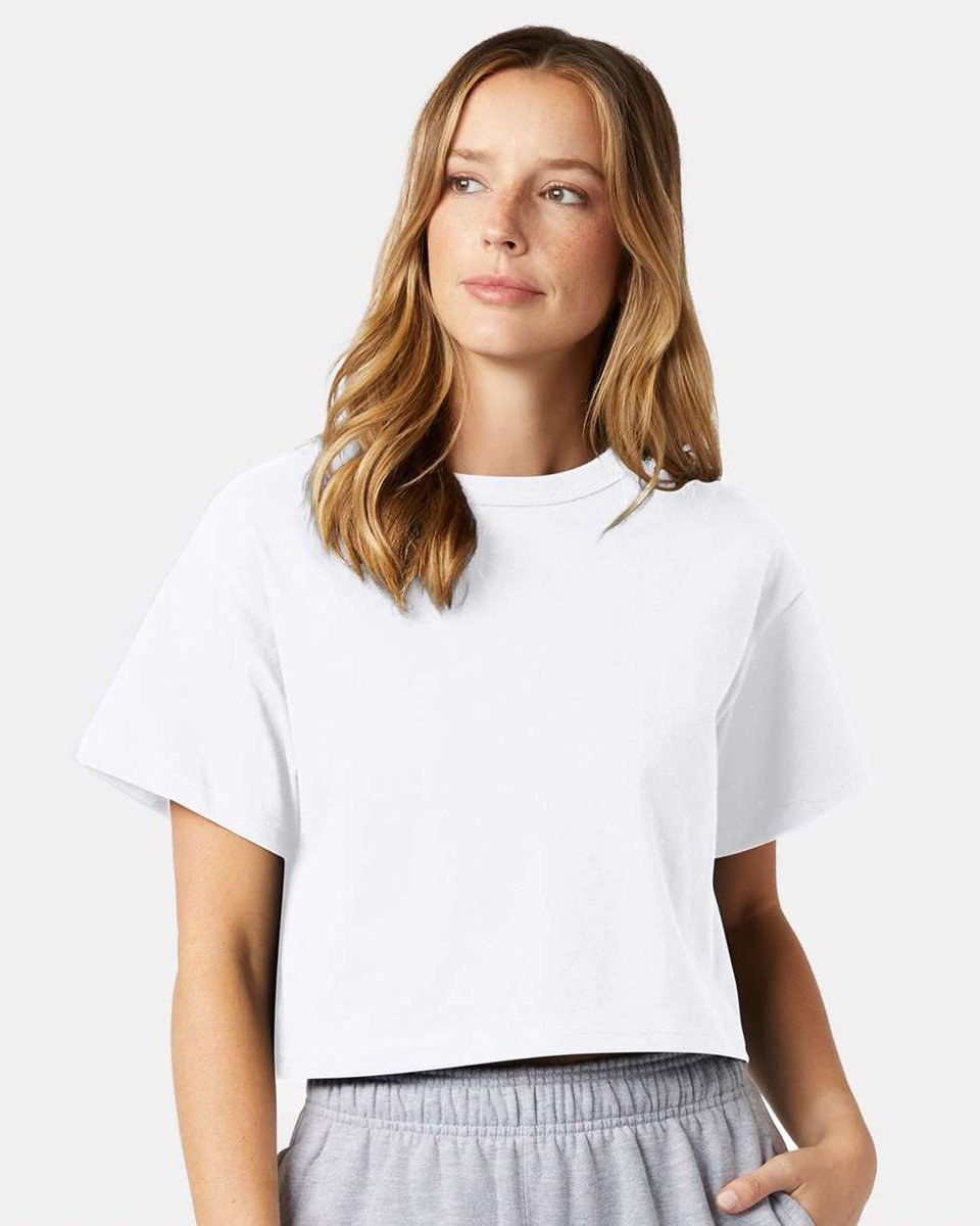 Champion T453W - Ladies Cropped Heritage T-Shirt - White | Wordans USA