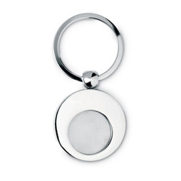 GiftRetail IT3866 - EURING Round Metal Key Ring with Trolley Token