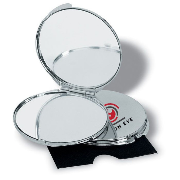 GiftRetail KC2204 - GUAPAS Elegant Chrome Dual-Sided Makeup Mirror with Case