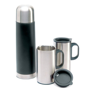 ISOSET Stainless Steel Insulated Flask with Dual Mugs - GiftRetail KC2694