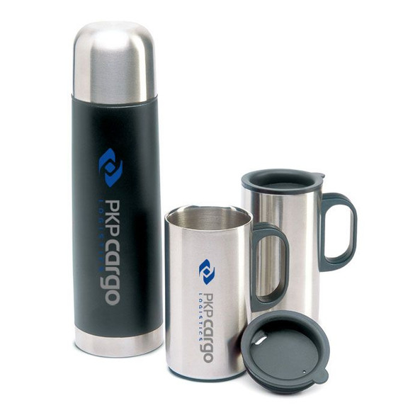 GiftRetail KC2694 - ISOSET Stainless Steel Insulated Flask with Dual Mugs