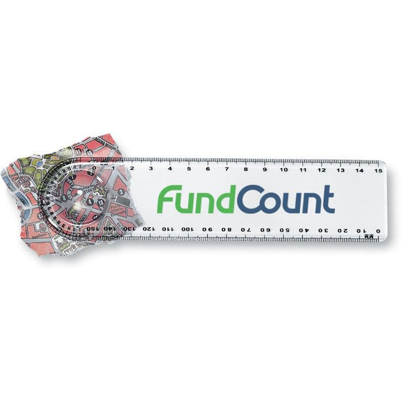 GiftRetail KC3102 - LASTA Multifunctional 15cm Ruler with Magnifier & Protractor