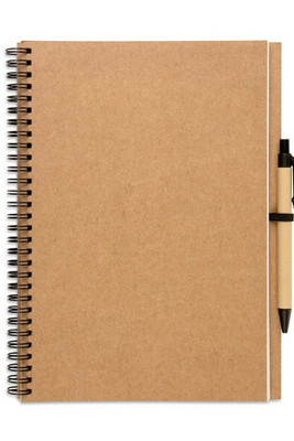 BLOQUERO PLUS Eco-Friendly Recycled Notebook with Pen Set - GiftRetail KC7013