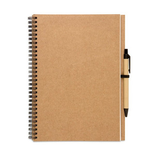 BLOQUERO PLUS Eco-Friendly Recycled Notebook with Pen Set - GiftRetail KC7013