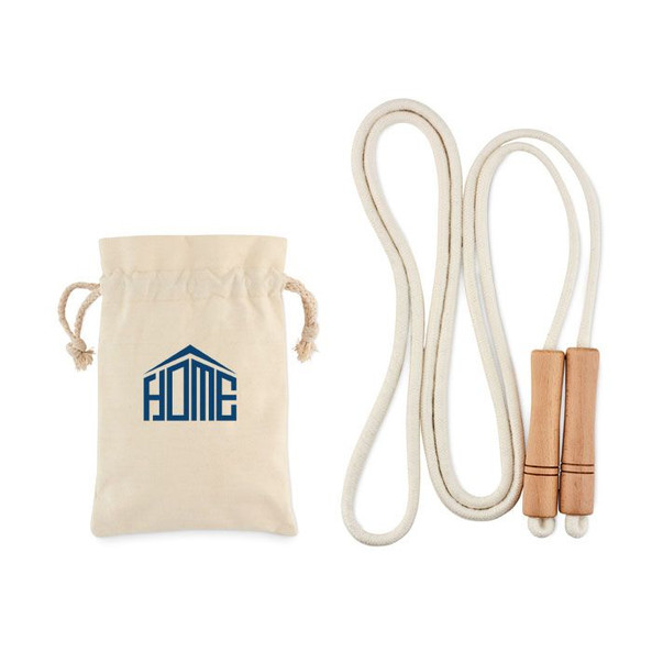 GiftRetail MO6140 - JUMP Premium Adjustable Cotton Skipping Rope with Wooden Handles
