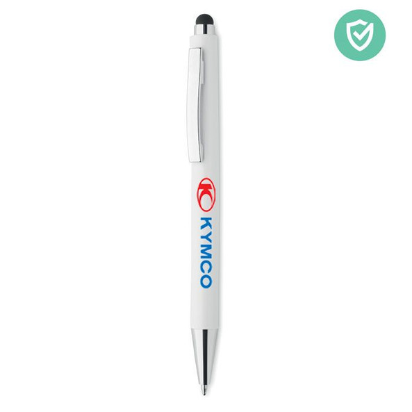 GiftRetail MO6153 - BLANQUITO CLEAN Antibacterial Stylus Ballpen with Blue Ink