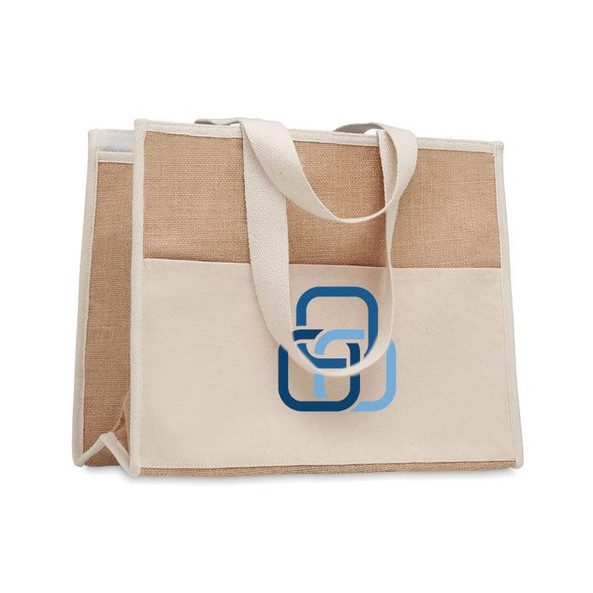 GiftRetail MO6160 - CAMPO DE GELI Eco-Friendly Jute and Canvas Insulated Cooler Bag