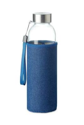 UTAH DENIM Eco-Friendly Glass Bottle with Denim Neoprene Pouch - GiftRetail MO6192