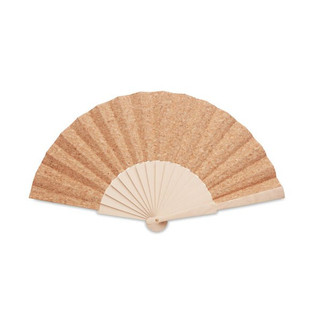 FANNY CORK Elegant Wooden Hand Fan with Cork Fabric - GiftRetail MO6232
