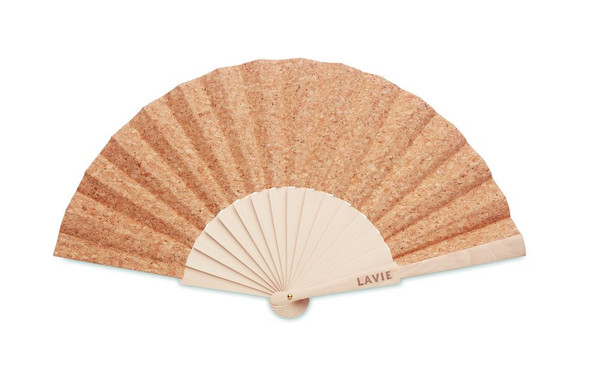 GiftRetail MO6232 - FANNY CORK Elegant Wooden Hand Fan with Cork Fabric