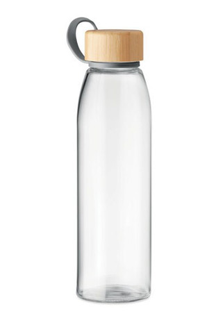 FJORD WHITE Eco-Friendly Glass Bottle with Bamboo Lid 500ml - GiftRetail MO6246