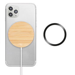 GiftRetail MO6266 - RUNDO MAG Eco-Friendly Magnetic Bamboo Wireless Charger