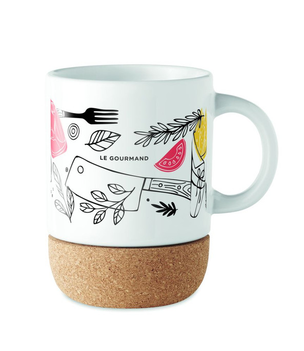 GiftRetail MO6323 - SUBCORK Minimalistische Keramiktasse mit Korkbasis