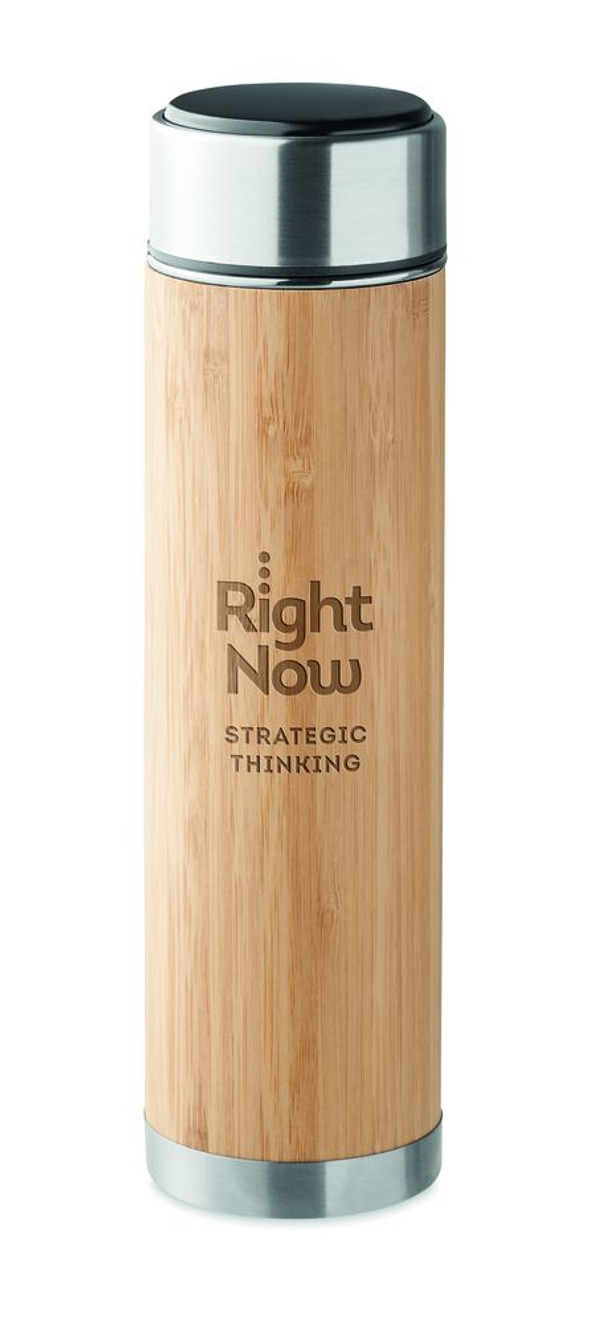 GiftRetail MO6327 - PANAY Eco-Friendly Stainless Steel Bamboo Thermos 480ml