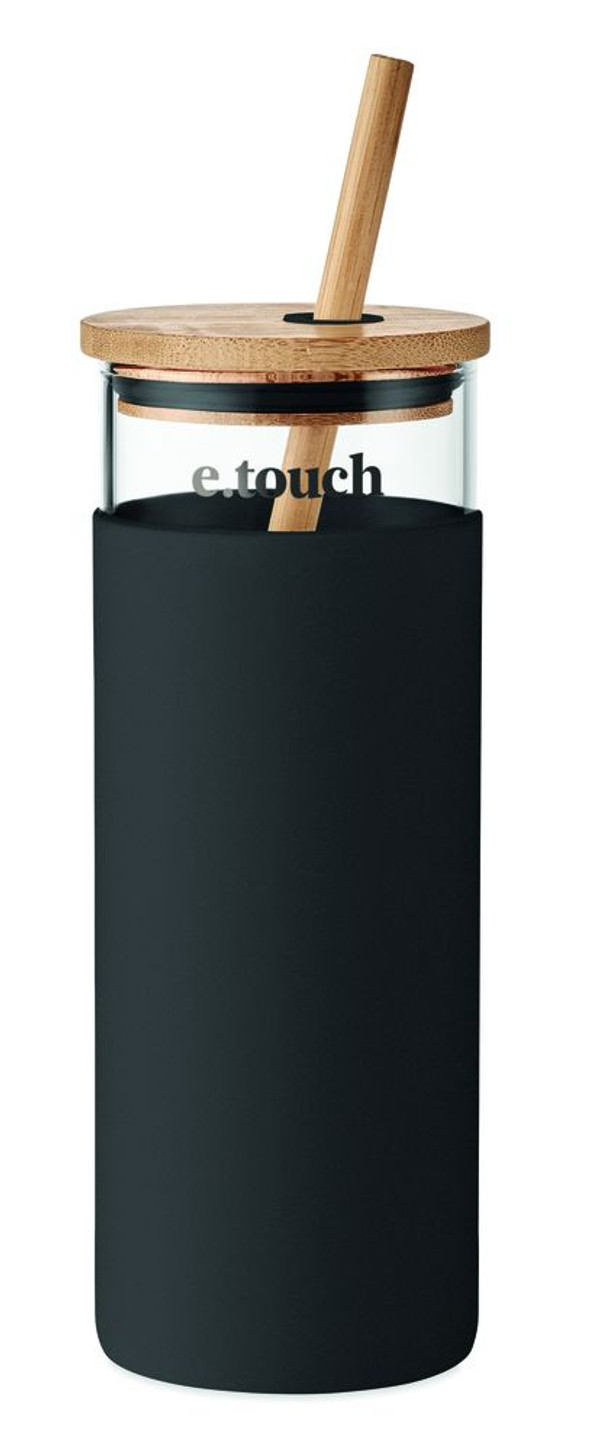 GiftRetail MO6352 - STRASS Glass tumbler 450ml bamboo lid