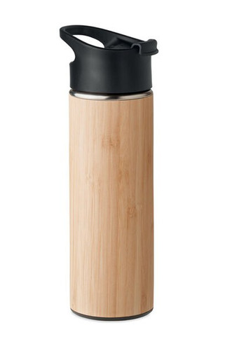 NANDA Eco-Friendly Bamboo Insulated Flask 450ml Leak-Proof - GiftRetail MO6371