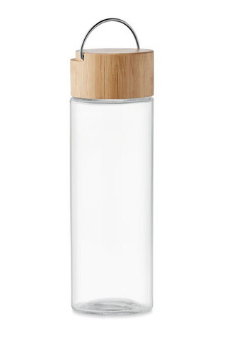 AMELAND Eco-Friendly 500ml Glass Bottle with Bamboo Lid - GiftRetail MO6413