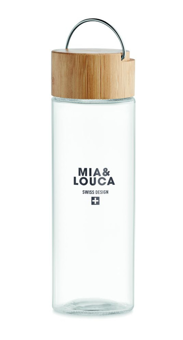 GiftRetail MO6413 - AMELAND Eco-Friendly 500ml Glass Bottle with Bamboo Lid
