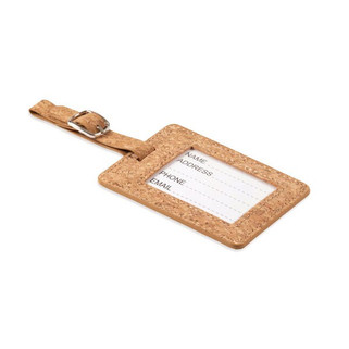 COCO Eco-Friendly Cork Luggage Tag with Info Card - GiftRetail MO6418