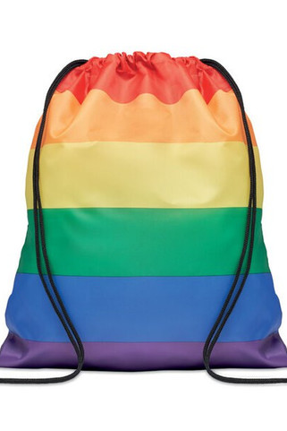 BOW Eco-Friendly Rainbow RPET Drawstring Backpack - GiftRetail MO6436
