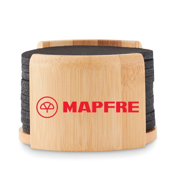 GiftRetail MO6447 - BAHIA RPET coasters in bamboo holder